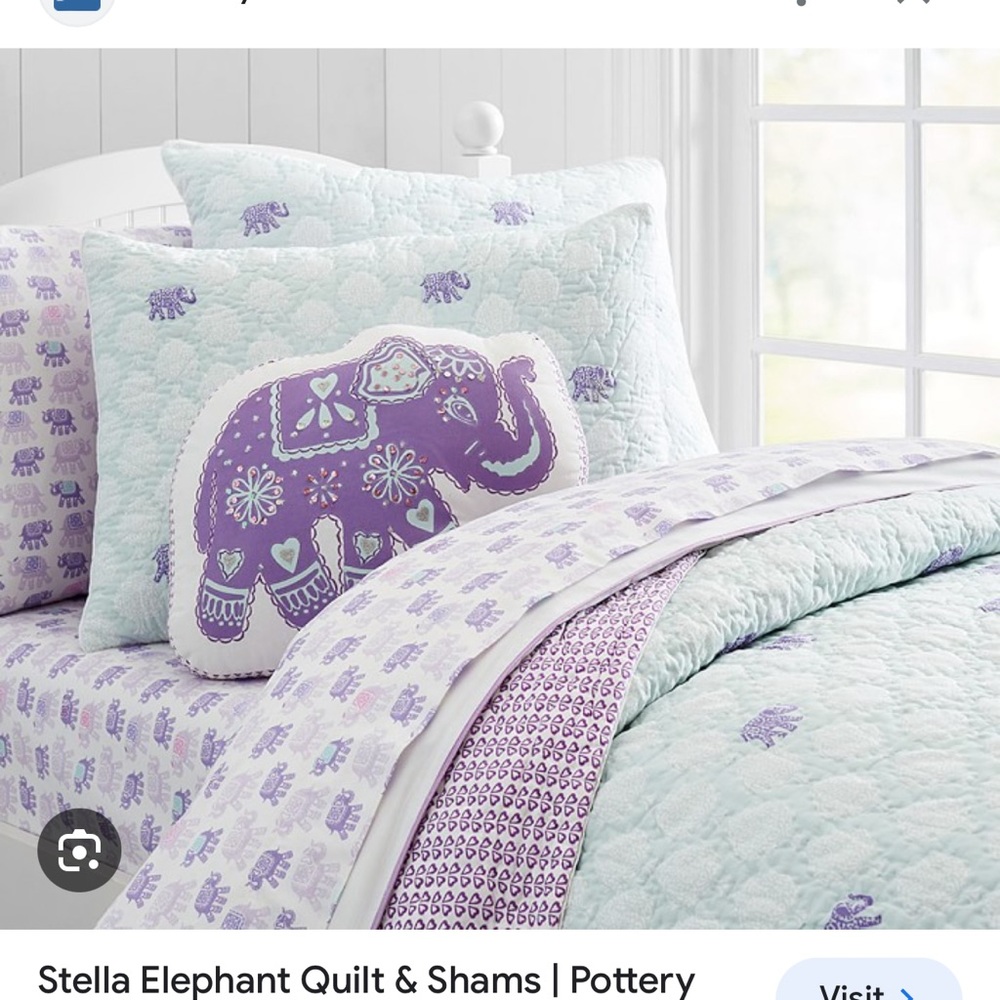 Pottery Barn Kids uStella Elephant Full/Queen Quilt bedding Set